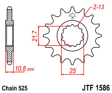 JT Звезда передняя JTF1586.16 (под 525 цепь)