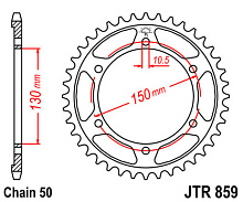 JT Звезда задняя JTR859.47 (под 530 цепь)