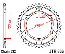 JT Звезда задняя JTR866.43 (под 532 цепь)