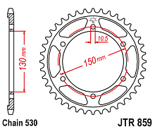 JT Звезда задняя JTR859.48 (под 530 цепь)