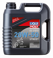 LIQUI MOLY Синтетическое моторное масло для 4-тактных мотоциклов Motorbike HD Synth Street 20W-50 4л