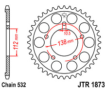 JT Звезда задняя JTR1873.48 (под 532 цепь)