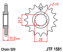JT Звезда передняя JTF1581.16 (под 520 цепь)