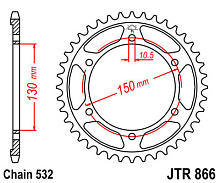 JT Звезда задняя JTR866.38 (под 532 цепь)