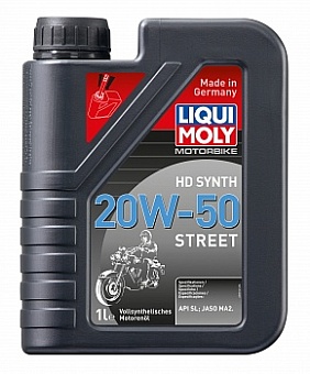 LIQUI MOLY Синтетическое моторное масло для 4-тактных мотоциклов Motorbike HD Synth Street 20W-50 1л