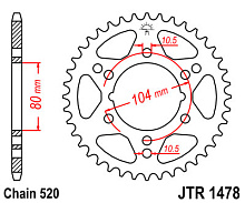 JT Звезда задняя JTR1478.40