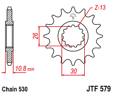 JT Звезда передняя JTF579.17 (под 530 цепь)