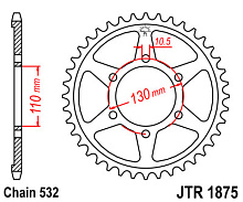 JT Звезда задняя JTR1875.48 (под 532 цепь)