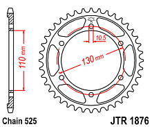 JT Звезда задняя JTR1876.45 (под 525 цепь)